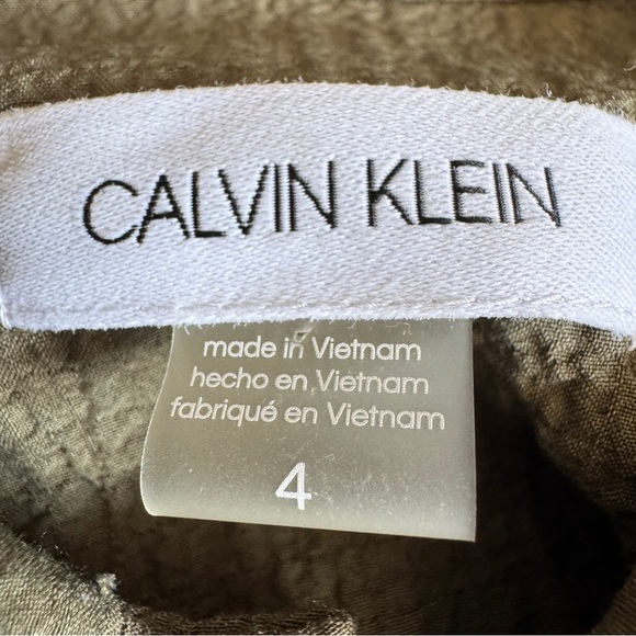 Calvin Klein Olive Green Collared Romper Size 4 Utility Chic Safari Style - Picture 7 of 9